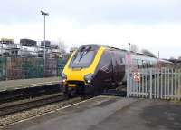 A southbound CrossCountry service runs through Bristol's Lawrence Hill station on 17 February 2011. <br><br>[Peter Todd 17/02/2011]