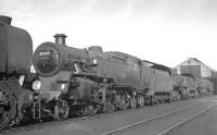 BR Standard class 4 2-6-4T no 80015 stands in line in the shed yard at Eastleigh in September 1963.<br><br>[K A Gray 25/09/1963]