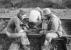 <I>What do we do now?</I> Borders rail champion Simon Longland and Railscot contributor Alasdair Taylor seem confused by a fishplate on the Strathspey Railway in 1975. None of us seems to have as much hair these days....<br>
<br>
<br><br>[Bill Roberton //1975]