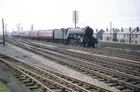 A3 Pacific no 60100 <I>Spearmint</I> brings a train off the Forth Bridge line at Saughton Junction on the last day of July 1959 and heads east towards Waverley <br><br>[A Snapper (Courtesy Bruce McCartney) 31/07/1959]