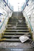 In need of some love; the stairs at Bridge of Orchy obviously suffered a bit in the low temperatures over Christmas. Similarly the platform edges are rather broken.<br><br>[Ewan Crawford /02/2011]