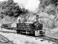 0-4-0STHunslet Quarry engine <i>Alan George</I> photographed in action on the Teifi Valley Railway on 28 August 1988.<br><br>[Peter Todd 28/08/1988]