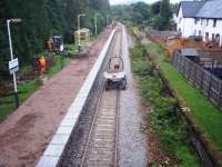 With radio signalling it is easier to have short term line posessions. This isn't new West Highland motive power but continuing maintenance work being carried out between trains at Roy Bridge station on 11th September. [See image 33122] Photograph by Mark Edwards <br><br>[Mark Bartlett Collection 11/09/2010]