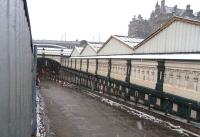 The south ramp at Waverley, closed for resurfacing during station <br>
renovation works. Photographed on 12 March 2011, a day of sleety snow across the Central Belt.<br><br>[David Panton 12/03/2011]