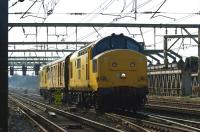 A Network Rail test train with 97302 leading and 97303 on the rear <br>
crosses North Union bridge on the southern approach to Preston on <br>
14 March 2011. The train was operating from Derby to Oxenholme and was scheduled to be in the North West for a few days, covering various lines.<br>
<br><br>[John McIntyre 14/03/2011]