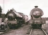 Strathspey Railway'sAusterity No 60 andBagnall 2996 'Victor' at Boat of Garten on 27 August 1989.<br>
<br><br>[Peter Todd 27/08/1989]