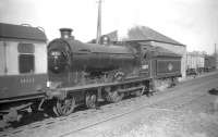 62471 <I>Glen Falloch</I> stands at Earlston station on 4 April 1959 with the Branch Line Society <i>Scott Country Rail Tour</i>.<br><br>[Robin Barbour Collection (Courtesy Bruce McCartney) 04/04/1959]