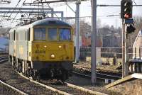 Freightliner locomotives 86614+86612 about to enter Carlisle Station on 18 March 2011 with the 4M74 Coatbridge - Crewe Basford Hall containers.<br><br>[Bill Roberton 18/03/2011]