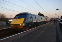 A Kings Cross - Leeds 'East Coast' service calls at Grantham during the early evening of 18 March 2011 with 91108 at the head of the formation.<br><br>[John McIntyre 18/03/2011]