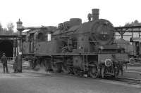 The shed at Rottweil in the Black Forrest possessed the last active ex KPEVT18 4-6-4T on the DB, No. 78 246 (the leading 0 and the final checkdigit have been painted out to give it back its pre-computerisationnumber). On 4 September 1974 it was acting as Rottweil station pilotand is seen here at midday when it visited the shed for some refreshment. <br><br>[Bill Jamieson 04/09/1974]