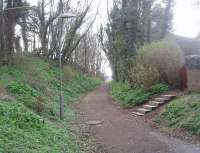 A section of the old light railway trackbed in Campbeltown has been converted into a footpath leading from the quayside up towards the High School. The powerful 2'3' gauge Barclay 0-6-2Ts must still have worked hard lifting their trains of day trippers up this 1:35 gradient as the line swung west away from the harbour and towards Machrihanish. [See image 33469] for a map of the location in 1921. <br><br>[Mark Bartlett 26/03/2011]