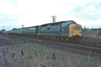 Deltic D9014 <I>The Duke of Wellington's Regiment</I> with an ECML train near St Germains in the late 1960s. <br><br>[Bruce McCartney //]