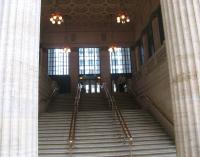 The stairs from Canal Street, Chicago, down to the Great Hall at Union Station on 23 March 2011. I seem to recall a climactic shoot-out in a certain film using this location...<br><br>[Mark Poustie 23/03/2011]