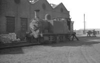 McIntosh ex-Caledonian 0-6-0T 'Dock Tank' no 56169 stands outside Balornock Shed in April 1961, a few days after its official withdrawal by BR.<br><br>[K A Gray 03/04/1961]