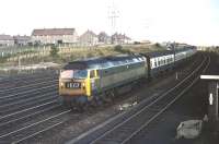 The10.10 Edinburgh - Kings Cross (summer) service approaching the Berwick stop on Saturday 12thSeptember 1970. This was its last day of operation that year with Brush Type 4 no D 1103 the locomotive in charge.<br><br>[Bill Jamieson 12/09/1970]