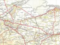 The Stirlingshire and West Lothian border area as seen on this 1957 OS One Inch Map. The name Manuel comes from Emmanuel: there was a <br>
religious house here in medieval times. Sadly there is no known <br>
connection with Spanish waiters. The nearby village of Whitecross is really a 20th century creation, so came too late to lend its name to the station. The formerly split-level the station now served only the main line, though the ticket office remained on the trackless lower level until closure in 1967. Note the 'Birch-hill' seems to have become Birkhill by the time the SRPS moved in! Now isn't Grangemouth station crying out for a re-opening? The Glasgow to Grahamston trains lie over on the branch. Crown copyright 1957.<br>
<br><br>[David Panton //1957]