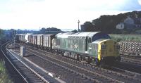 In 1970 the 01.40 fitted freight from Whitemoor toMillerhill was just about the only freight working through Berwickmid- morning on a Saturday, so its appearance was always a welcomesight, even if the normal power of a class 40 or 47 did get a bit monotonous. On this occasionon 12th September 1970 some interest is added by class 37 no D6803being in charge.<br>
<br><br>[Bill Jamieson 12/09/1970]