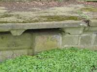 The bridge number (347) is still visible on the abutment below the platform at Lethenty [see image 33479]. Also visible on the steel beam is the date 23.2.56 - an inspection date perhaps?<br><br>[John Williamson 03/04/2011]