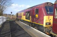 67024 at Cowdwnbeath on 4 April with the 17.08 ex-Edinburgh Waverley Fife Circle train.<br><br>[Bill Roberton 04/04/2011]