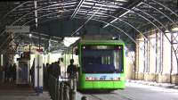 Tram loading at Sydney Central Station on 28 September 2008. The trams run round a single track loop at this terminus, up one station ramp from street running and back down the other. View to rear of tram.<br>
<br><br>[Colin Miller 28/09/2008]