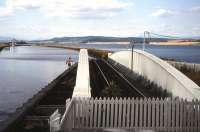 Route not recommended! Clachnaharry swing bridge over the Caledonian Canal under repair in the summer of 1983.<br><br>[Frank Spaven Collection (Courtesy David Spaven) //1983]