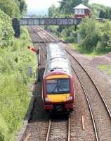 A Dunblane - Glasgow Queen Street train runs south through Plean in June 2005. <br><br>[John Furnevel 23/06/2005]