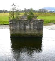 Islands in the stream. The remains of Coulter viaduct standing in the River Clyde on the approach to the former Coulter station in March 2011. View is west towards Symington with Tinto Hill in the right background.<br><br>[John Furnevel 21/03/2011]