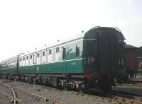 Preserved Swindon class 126 DMU in the yard at Boness on 9 April 2011. These units first appeared on Edinburgh - Glasgow services in 1957, operating from Leith Central depot, with later additions to the fleet appearing in Ayrshire in 1959. The last scheduled 126 services operated in early 1983. [See image 31786]. <br><br>[John Yellowlees 09/04/2011]