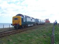 Privately preserved Deltic D9000/55022 <I>Royal Scots Grey</I>, currently on hire to GBRf, stands at the Alcan bauxite terminal at North Blyth on 12 April 2011. [See recent news item].<br><br>[Colin Alexander 12/04/2011]