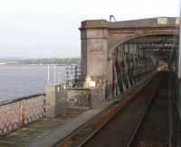 It is 31 years since I photographed the central section of the Tay <br>
Bridge from a train travelling north during my Easter holiday from <br>
school [see image 28222]. Now we have the view from a southbound <br>
train, taken on 9 April 2011. At this rate I can expect to have both views of the north end by the year 2073. Please do bear with me.<br>
<br><br>[David Panton 09/04/2011]