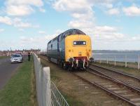 Smart looking Deltic D9000/55022 <I>Royal Scots Grey</I>, currently on hire to GBRf, at North Blyth on 12 April 2011. View north with the Alcan bauxite terminal directly behind the camera.<br><br>[Colin Alexander 12/04/2011]