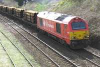 DBS class 67 no 67018 passing north through Arbroath on 5 April with a pipe train bound for Aberdeen.<br><br>[Sandy Steele 05/04/2011]