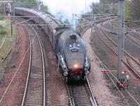 A4 Pacific no 60007 <I>Sir Nigel Gresley</I> at the head of <I>'The Great Britain IV'</I> nearing the end of day 1 as it runs past Portobello East Junction on 16 April 2011 on the eastern approach to Edinburgh Waverley.<br><br>[Mark Poustie 16/04/2011]