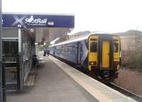 The crew of 156431 changes ends during a short stop at the functional terminus of the East Kilbride line before dropping back down the branch with another service for Glasgow Central. <br><br>[Mark Bartlett 14/04/2011]