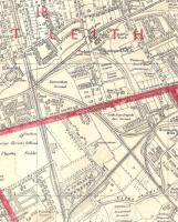 The Warriston and Trinity areas seen in Bartholomew's 6-inch plan of <br>
Edinburgh for 1953-54. This shows just part of the fight between early railway companies for the lucrative Leith and Granton Harbour markets. Of the lines in this extract all that remains today is a rump of the Abbeyhill to Granton line, entering at the bottom right and terminating just across the Water of Leith and serving Powderhall Refuse plant. Apart from the south to east curve at that point all the darker lines shown here are now walkways, which is something. <br>
<br><br>[David Panton //1953]