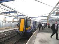 380009 after arrival at Gourock with the 1305 ex Glasgow Central.<br><br>[John Yellowlees 21/04/2011]