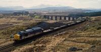 A Fort William bound freight heads north from the Rannoch Viaduct in 1991.<br><br>[Ewan Crawford //1991]