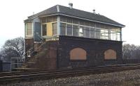 On the south side of the ECML between Portobello Station and Craigentinny Sidings, in an elevated position above Baileyfield Road, stood Portobello West signal box, seen here in November 1970. <br>
<br><br>[Bill Jamieson 22/11/1970]