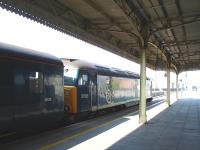 Arriva Trains Wales 57315 rests at Cardiff Central at 10.00 on 19 April with the Welsh Assembly funded express service from Holyhead. Five minutes later the locomotive ran to Cardiff Canton TMD for servicing and re-fuelling.<br><br>[David Pesterfield 19/04/2011]