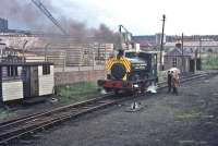 Ex-Clydesmill Power Station No 3 at the former SRPS Depot, Springfield Yard, Falkirk, in 1970. The Barclay 0-4-0ST (works no 1937) was built at Kilmarnock in 1928 and had spent its entire life at the power station before being donated by the SSEB in 1970.  The locomotive travelled light engine from Cambuslang to Springfield Yard. This entire area is now occupied by a large retail park.<br><br>[Bruce McCartney //1970]