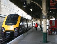 A <I>CrossCountry</I> service to Penzance preparing to leave Waverley on 21 April 2011. The old 'sub' platforms (currently numbered 8 & 9) outside the main train shed see more use than ever these days. At the other end of platform 9 (behind the camera) a <I>First TransPennine</I> train is boarding for Manchester Airport, while platform 8 over to the right is occupied by an <I>East Coast</I> departure for London Kings Cross.<br><br>[John Furnevel 21/04/2011]