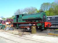 The Elsecar Heritage Railway is located at the southern end of the freight only branch that ran south west from Elsecar Junction on the Wath - Barnsley line. Peckett OQ class 0-6-0ST no 2150 of 1954 <I>Mardy Monster</I> - the most powerful steam locomotive built for industrial use in the UK -  is seen at the centre's 'Rockingham Station' on 1 May 2011. [The station is located at the rear of Elsecar Heritage Centre.]<br><br>[Bruce McCartney 01/05/2011]