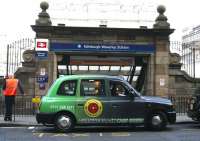 With the closure for resurfacing of the south ramp exit from Waverley [see image 33765] and the various other works currently underway at the station, taxis can now be found waiting at the Market Street entrance. Part of the temporary rank is seen here on 21 April 2011.  <br><br>[John Furnevel 21/04/2011]