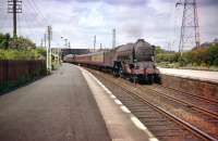 A southbound train on the ECML runs through Joppa station in Edinburgh's eastern suburbs in the summer of 1958, with A1 Pacific no 60137 <I>'Redgauntlet'</I> in charge. <br><br>[A Snapper (Courtesy Bruce McCartney) 14/06/1958]