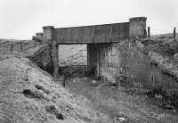 Old bridge over the trackbed of the West of Fife Mineral Railway's line to North Lethans Colliery, a little to the west of the present day Knockhill Racing Circuit, seen in April 2011. The line closed in 1951. <br><br>[Bill Roberton /04/2011]