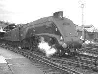 A4 60017 <I>Silver Fox</I> takes a train south out of Newcastle Central in the 1960s.<br><br>[K A Gray //]
