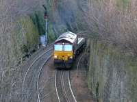 EWS 66106 brings a PW train south through Craiglockhart cutting on the Edinburgh sub on 6 January 2005.<br><br>[John Furnevel 06/01/2005]