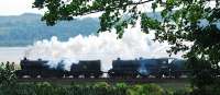 You know, that sounds very like a steam engine approaching. Surely not? Nope, it's two.<br/><br>
Completely unprepared but relatively successful shot of 61994 and 44871 heading south by the Clyde.<br><br>[Ewan Crawford 10/05/2011]