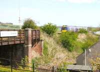 A Fife Circle DMU slows on the approach to Cardenden station from the north east. The train is on its way back to Waverley on a pleasant May afternoon in 2005.  <br><br>[John Furnevel 29/05/2005]