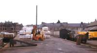 Handling palletised traffic at Inverness Freight Depot in the summer of 1971. Nothing in this scene survives - the freight depot, the NCL shed to the right, and the historic warehouses in the background - all swept away for yet another Inverness retail development.<br><br>[Frank Spaven Collection (Courtesy David Spaven) //1971]